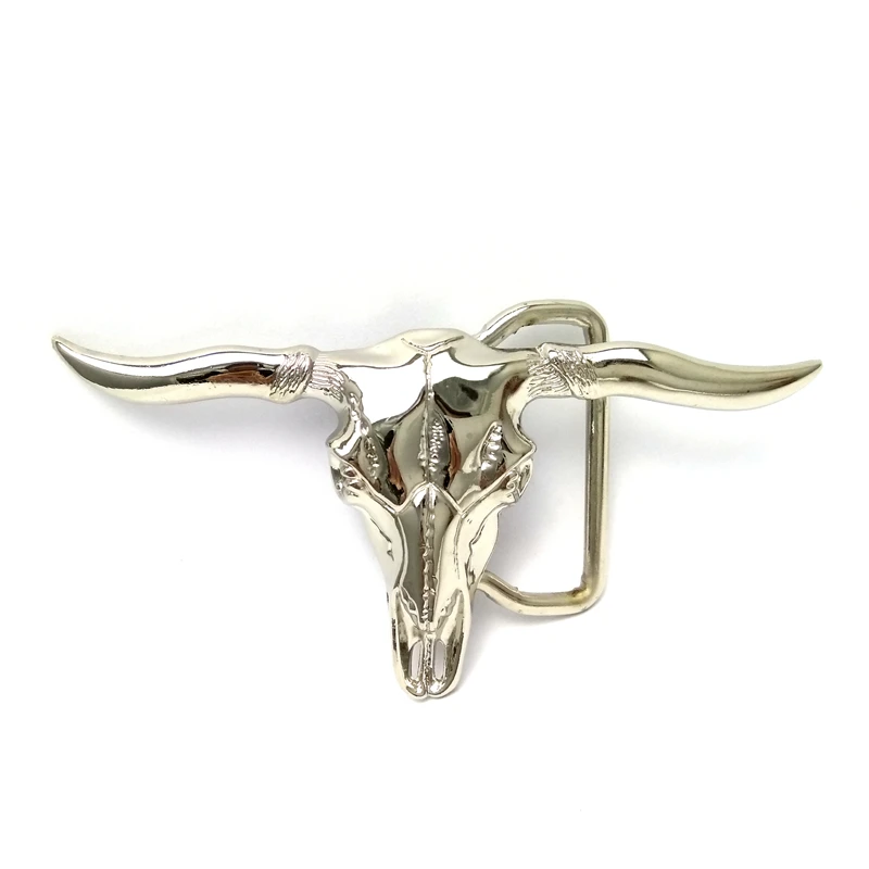 5 шт. оптовая продажа гальванических серебряных longhorn корова пряжка ремня в форме