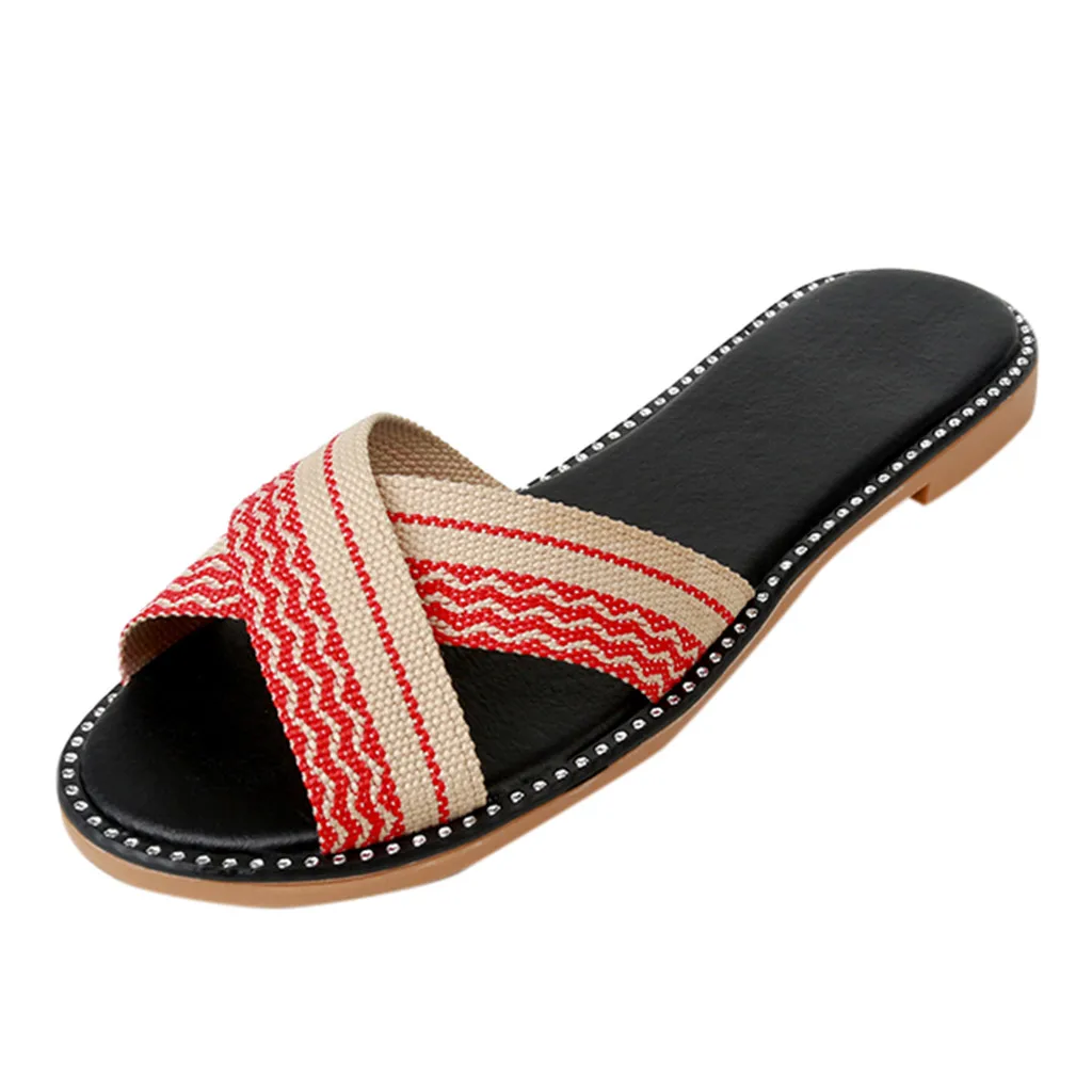 SAGACE/женские слипоны в полоску национальном стиле Пляжная обувь римском