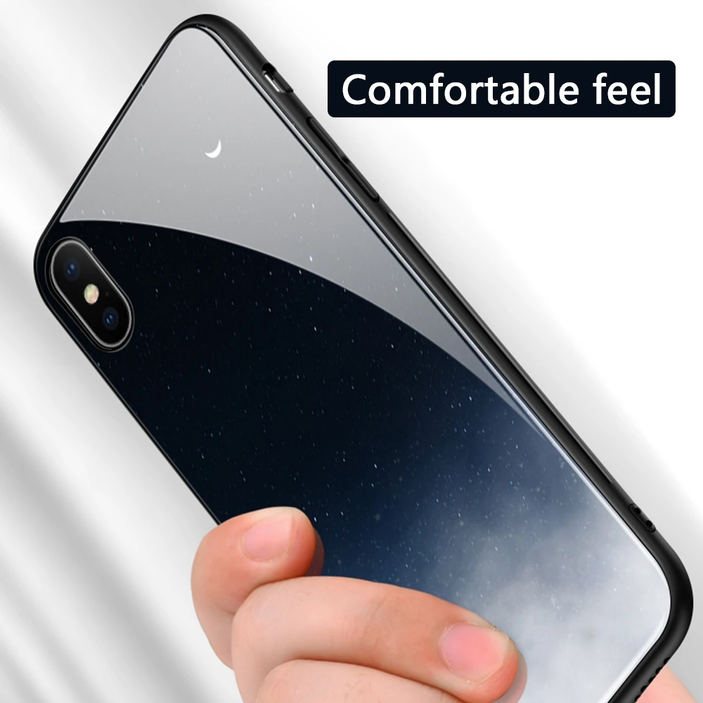 Heyytle чехол из закаленного стекла для iPhone 8 7 Plus 6 s Космический Чехол с мягкими