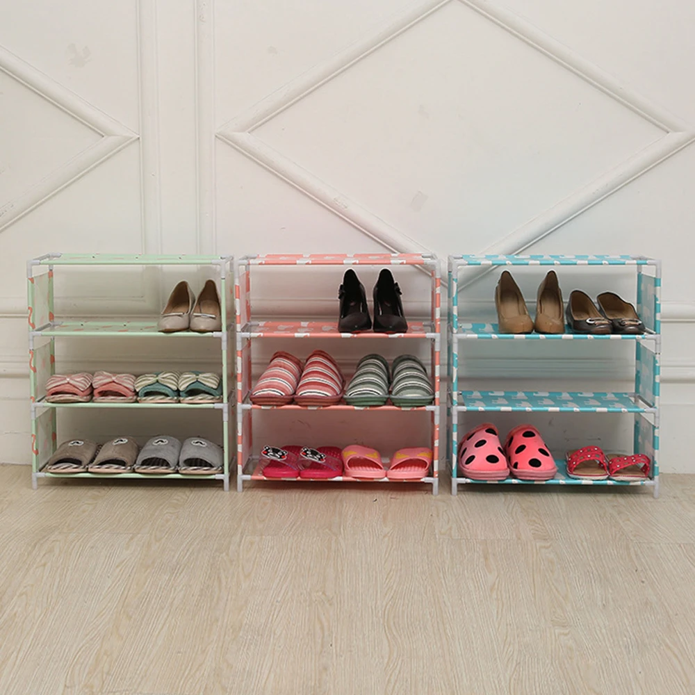 Нетканый тканевый стеллаж для мебели обуви двойной хранения багажа полка