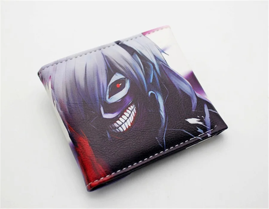 Аниме Токийский вурдалак Kaneki Ken Pu короткий кошелек Двойные фото держатель для карт мальчиков девочек мужской принт слои кошелек Кнопка кожаные кошельки