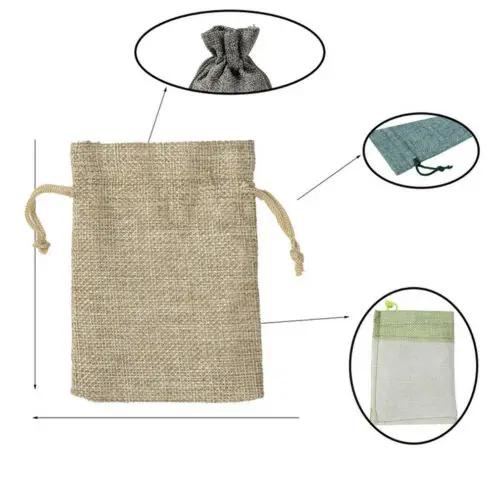 5x Small Bag Natural Linen Pouch Drawstring Burlap Jute Sack Jewelry Gift Bags Coin | Багаж и сумки