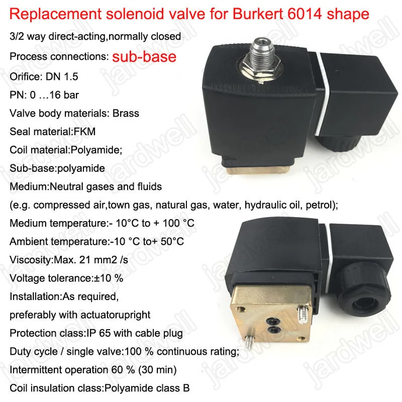 Замена соленоидного клапана для Burkert 6014 формы sub-base версии 3/2-way нормальный