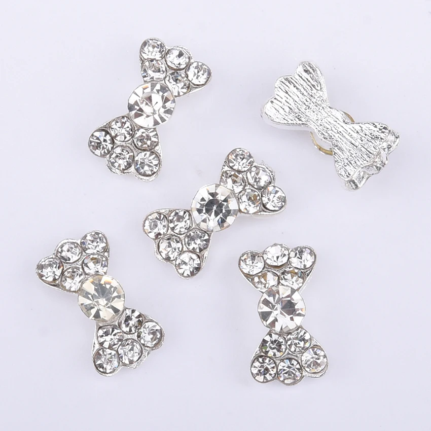 10 шт Серебристые элегантные с украшением в виде кристаллов галстук-бабочка