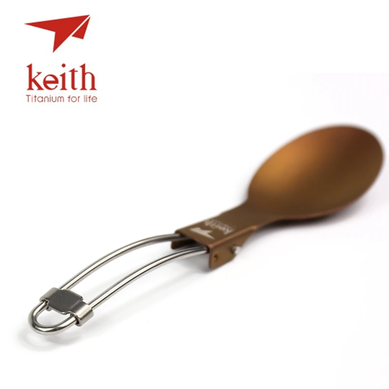 Складная ложка Keith из чистого титана для кемпинга, путешествий, Столовые Изделия для пикника, пешего туризма, удобная ложка из чистого титана, 18 г, Ti5702