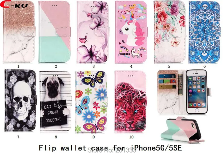 Кожаный чехол бумажник C ku с цветочным рисунком для Iphone X 8 7 Plus 7plus I7 6 6S SE 5S Ipod Touch 5