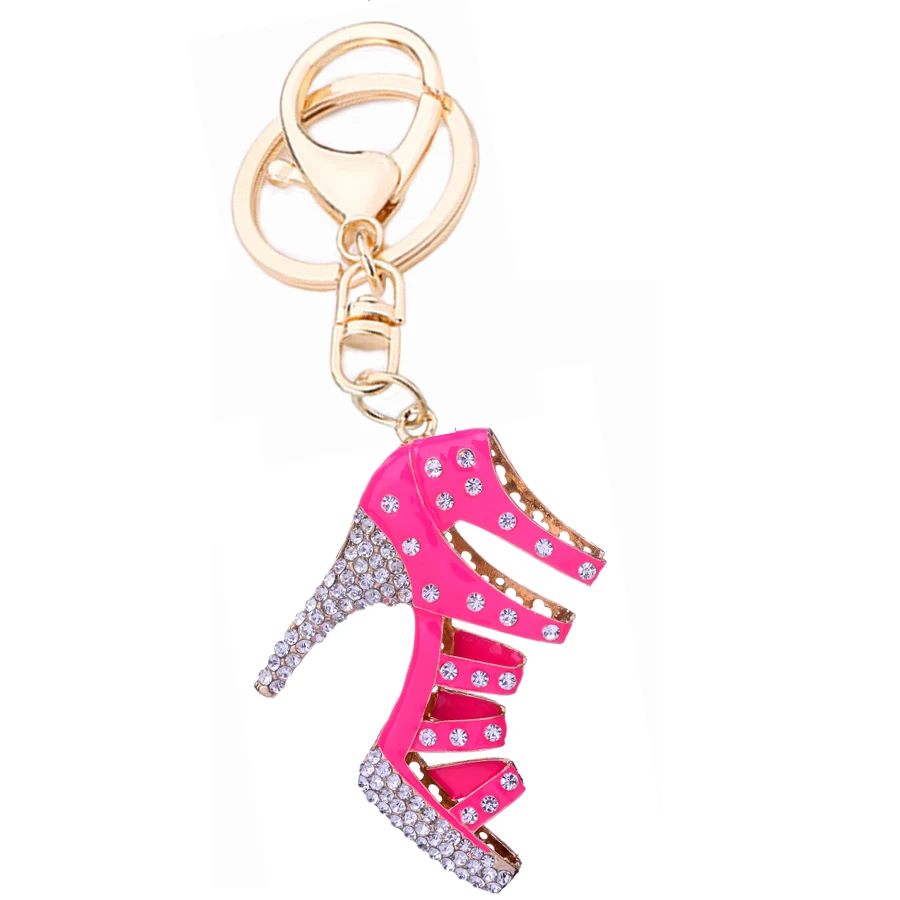 

Creative Crystal High-heeled Shoe Keychains Women Gift Charm Jewelry Car Key Chain Ring Holder Chaveiro Keyring Llavero R142