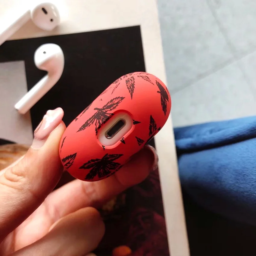 Розовые губы Милые 3D кленовые листья чехол для наушников для Apple Airpods ударопрочный чехол Жесткий ПК Bluetooth Беспроводная коробка для наушников сумка чехол