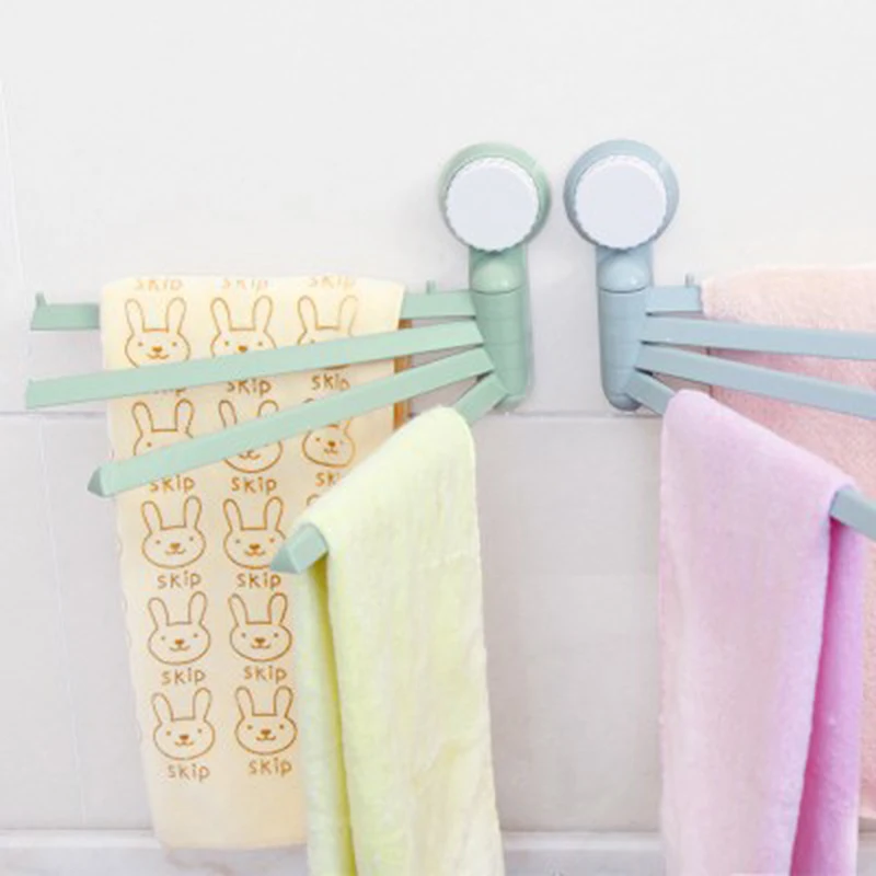 Настенный Полотенца держатель 4 поворотные бары ABS Для ванной стойка