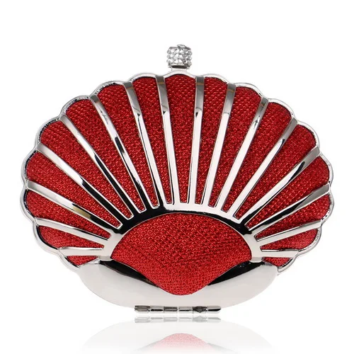 YM1003red YINGMI Women Evening Bag Popular Fashion Alloy Day Clutch Bags Crystal Shell Small purse Bags Wedding Bridal Diamond Bags - Цвет: YM1003red