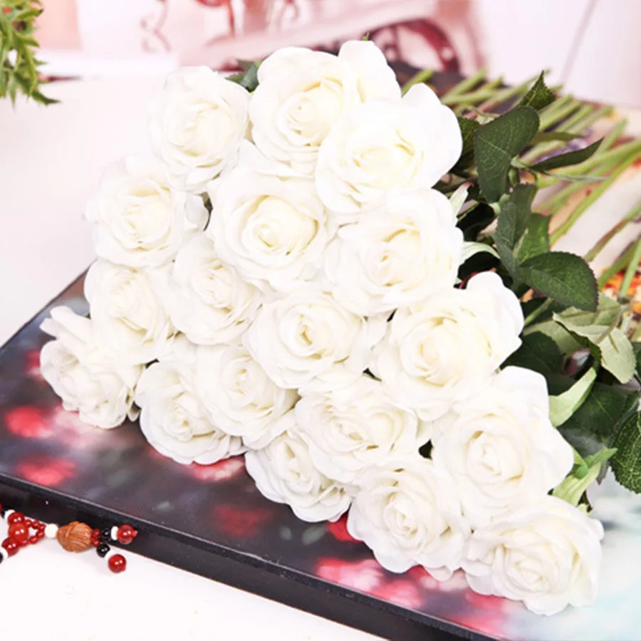 Настоящее прикосновение розы длинные искусственные шелковые цветы ветка день