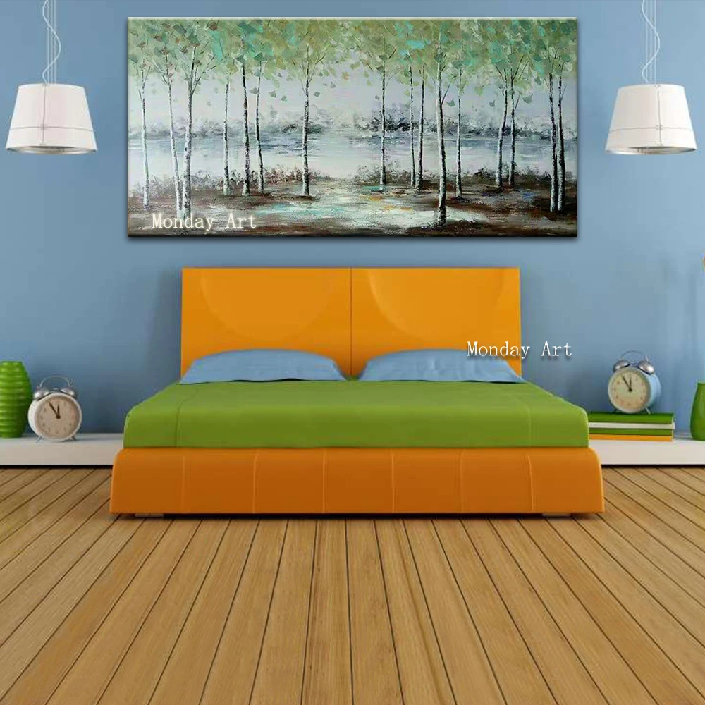 Картина "Большие деревья с ножом", ручная роспись абстрактного пейзажа масляными красками на холсте, ручная работа, декор для дома, настенное искусство.