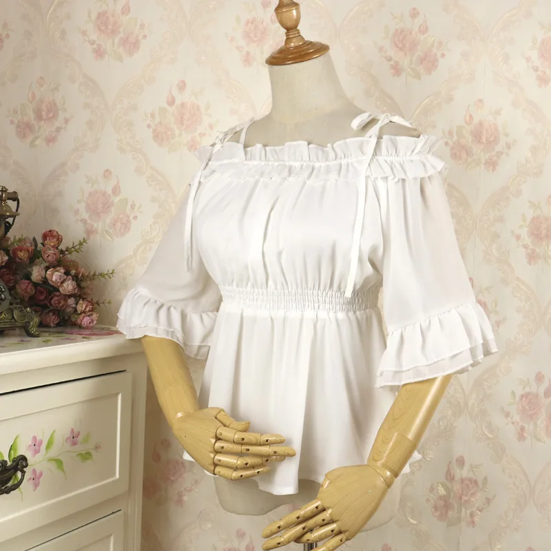 

Lolita Japanese Sweet Top Lolita Court Shirt Long Sleeve Loli Harajuku Women Blouse Top Feminino