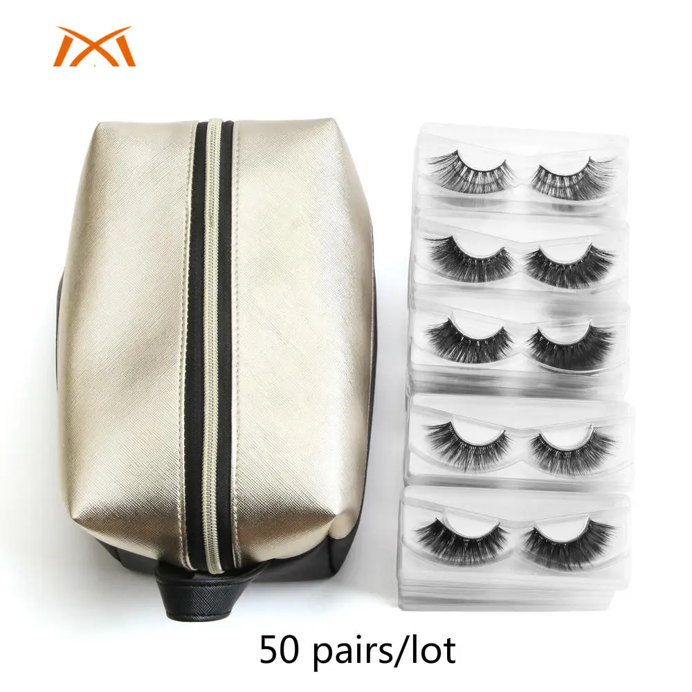 50pairs with bag 30/50 пар/партия ресницы 3d норковые ресницы для наращивания натуральные длинные накладные ресницы 1 шт. женский водонепроницаемый набор для макияжа - Цвет: 50pairs with bag