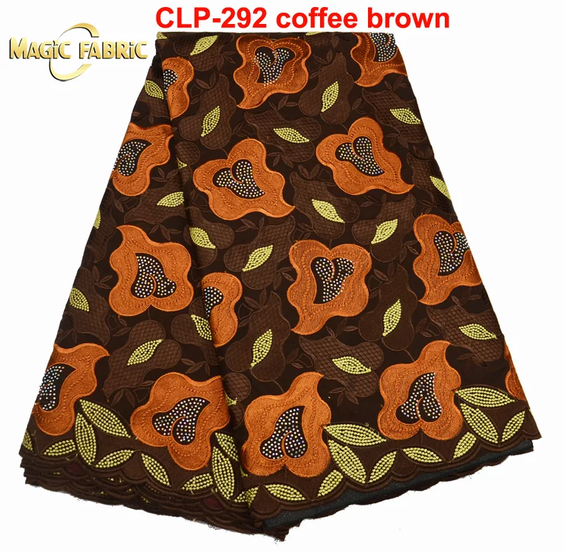 

yellow and coffee African Swiss Voile Lace Cotton fabric with can be used for men as couple dress CLP-292