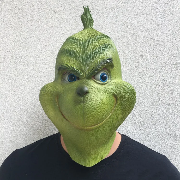 Mask 2 Маска Санта Клауса гринча, маскарадные костюмы, как украли, Рождественский костюм для взрослых и мужчин, Рождественский шлем с зелеными волосами для женщин и детей - Цвет: Mask 2