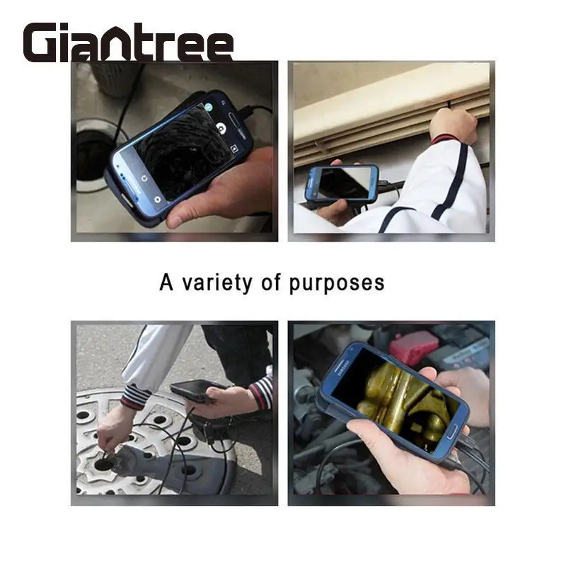 Giantree 2 м 8 мм wifi эндоскоп для осмотра труб водонепроницаемый бороскоп змея камера