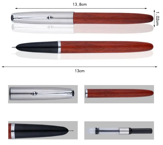 Перьевая ручка Jinhao 0 38 мм с капюшоном перьевая из дерева и металла подарочные