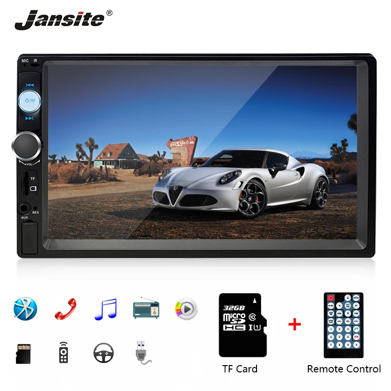 Jansite 7 &quot1080 P FHD Автомобильный Радио MP5 плеер DVD цифровой сенсорный экран Bluetooth FM