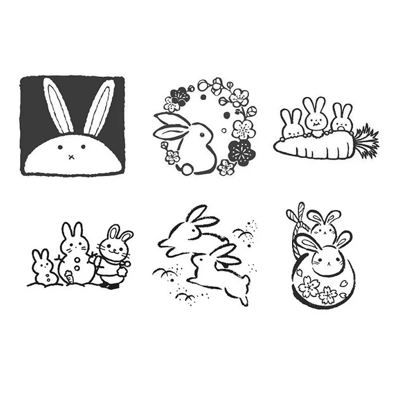 6 pcs Stamp TA11 6 шт./компл. Kawaii Кролик оттиск животного DIY игрушка светочувствительное уплотнение Забавный планировщик для скрапбукинга штампы и штампы для изготовления карт - Цвет: 6 pcs Stamp TA11