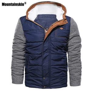 Мужская теплая парка Mountainskin, черная приталенная куртка из плотного флиса и хлопка, с капюшоном, брендовая одежда, зима 2019