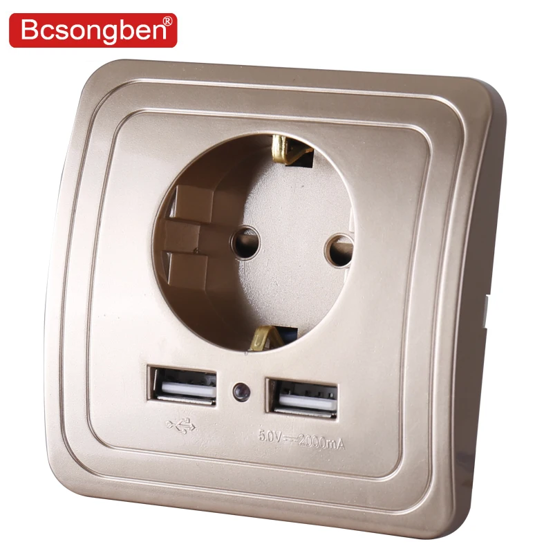 Настенный адаптер Bcsongben с двумя USB портами для зарядки 2 А настенного зарядного