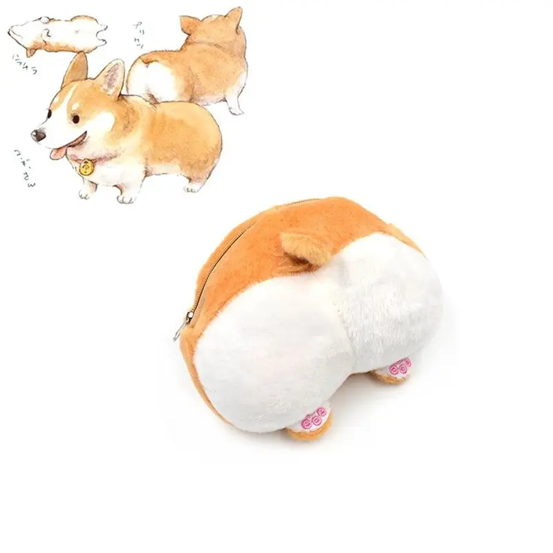 Милый 3D Корги в форме ягодиц Кошелек для монет Шиба задница бумажник на молнии