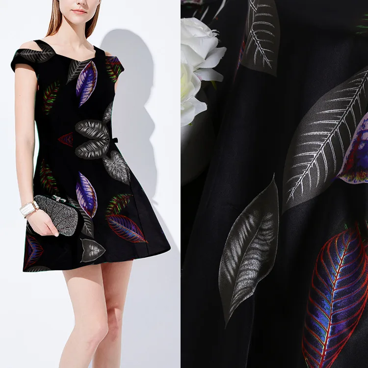 150 см набивные ткани метр листьев Платье с принтом для девочек шарф тканевый