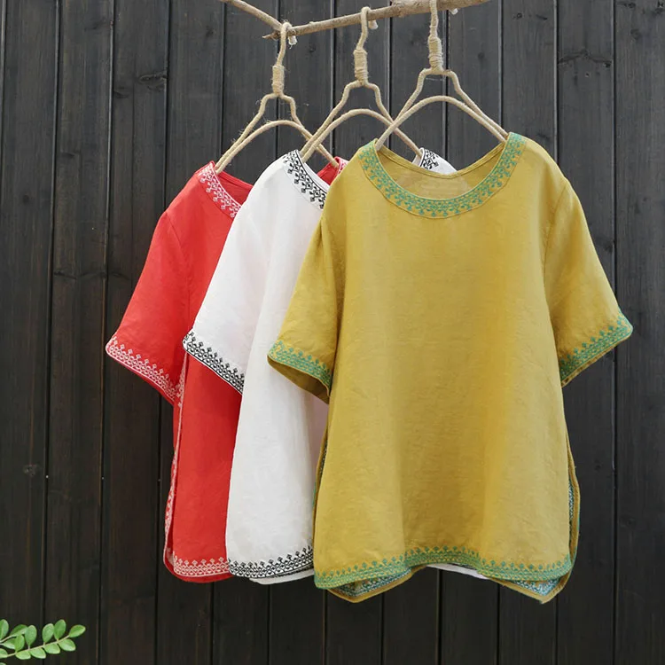 Винтажная девушка-Мори рами вышитая Футболка 2019 Лето Большой размер свободного