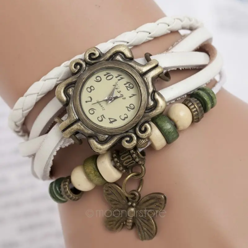 Reloj mujer женские Wacthes Винтаж Для женщин бабочка подвеска браслет Наручные часы