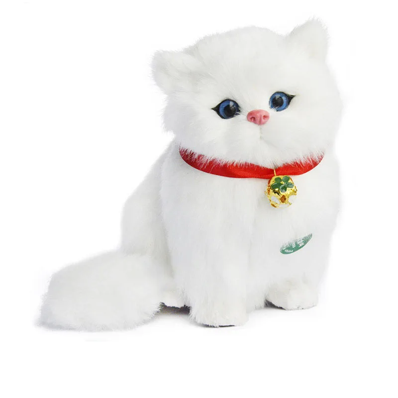 A Моделирование кошки плюшевые игрушки куклы kawaii звучащие кошки Модель игрушки украшения для дома в виде животных для детей дети девочки подарки стиль - Цвет: A