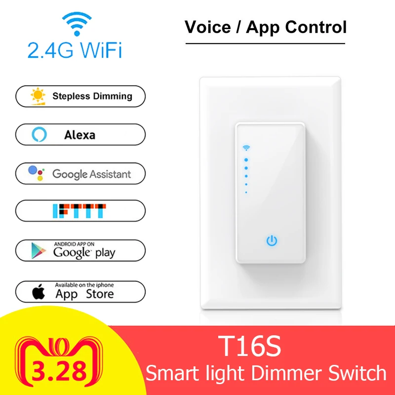Умный диммер переключатель WiFi светильник Диммер США штекер SmartLife приложение