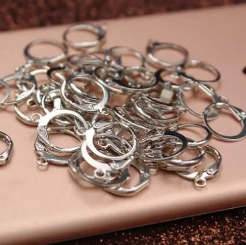 50 шт./компл. держатель для сережек 12 мм медный DIY зажим колец Серебряный/золотой
