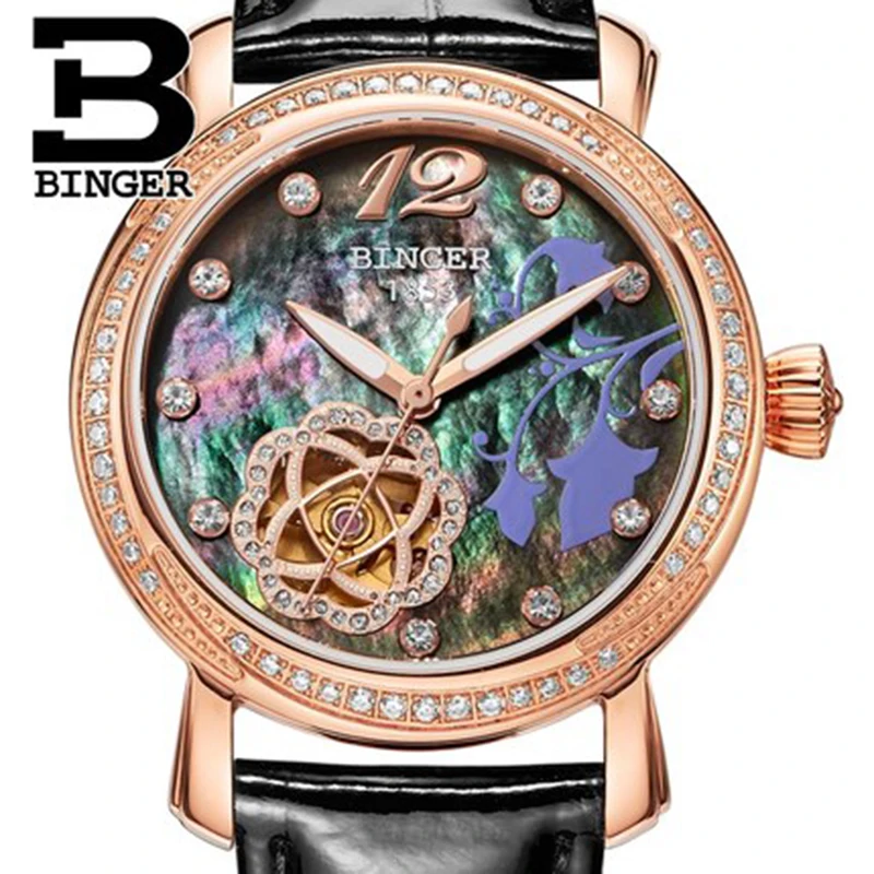 Часы женские механические водонепроницаемые с автоподзаводом и сапфировым