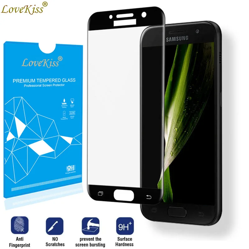 Curved Full Cover Screen Protector For Samsung Galaxy A3 A5 A7 2017 A520 A720 A320 A520F A720F Tempered Glass Coverage Film Case | Мобильные
