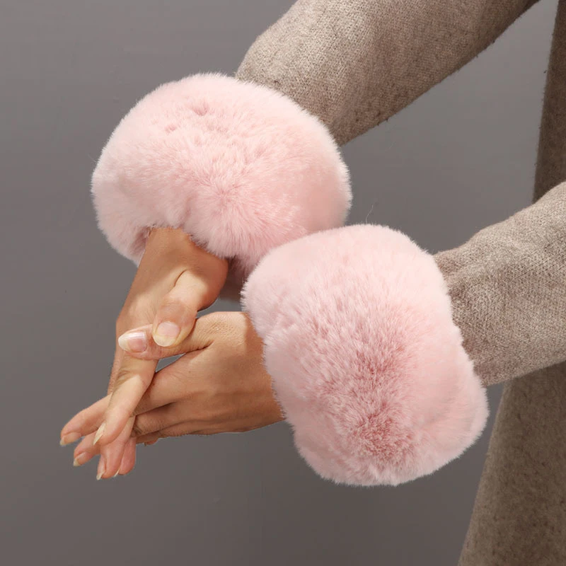 Зимние теплые браслеты одна пара искусственный кроличий мех нарукавники манжеты