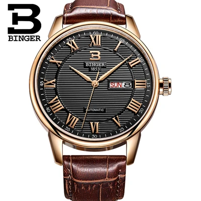 Item 3 Швейцарские Binger женские часы модные роскошные часы ультратонкие кварцевые Авто Дата Кожаный ремешок наручные B3037G-3 - Цвет: Item 3