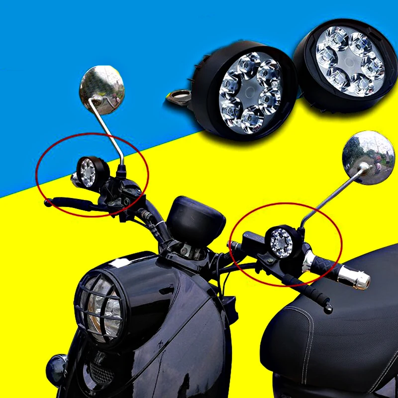 

2PCS Motorcycle Spotlight Headlight 12V LED 3000LM Moto Side Mirror Lights Motorbike auxiliary Driving Headlamp Spot Work Lamp