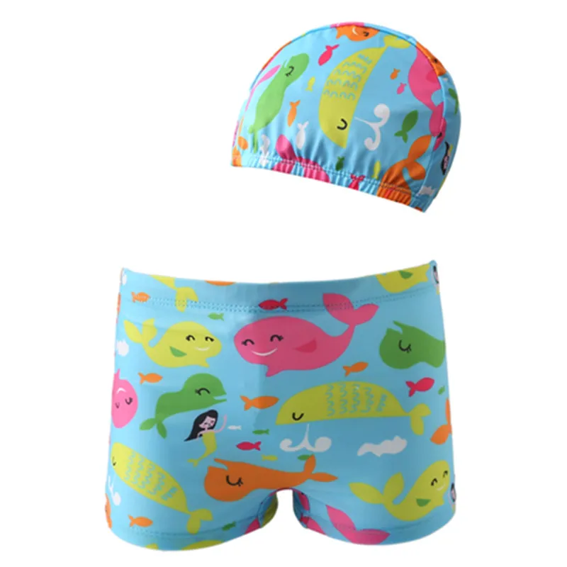 Funfeliz/детский купальник с шапочкой для купания плавки маленьких мальчиков