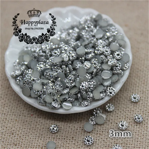 5000 шт 3 мм Bling смолы Стразы Круглый Подсолнух плоский с оборота камень Кабошон DIY Ювелирные изделия/ремесло украшения - Цвет: silver 5000pcs