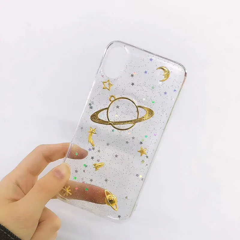 Чехол для iPhone X 6 s 7 8 Plus звездное небо космос планеты Ультратонкий Мягкий ТПУ чехол