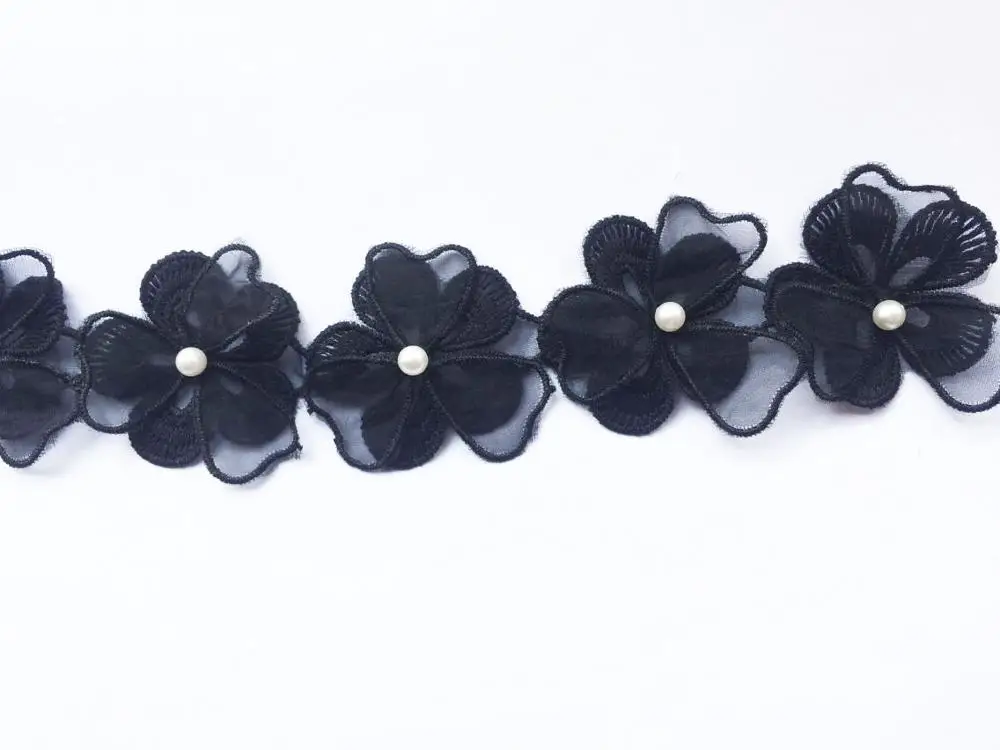 Black Flower 3 Декоративный милый большой цветок жемчужный кружевной бюстгальтер с бретельками Сменный пояс для нижнего белья женский интимный бюстгальтер аксессуары бретельки - Цвет: Black Flower 3