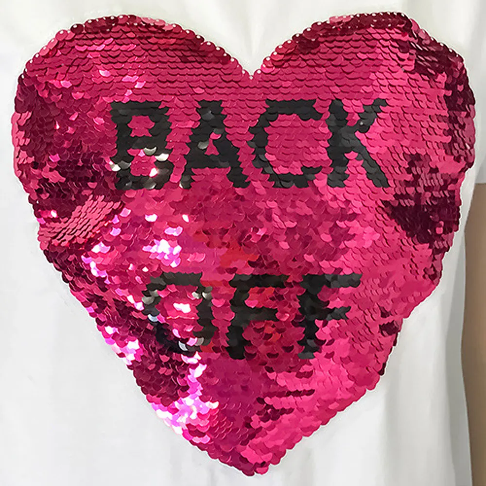 Женские летние топы 2021 хлопковая футболка с длинным рукавом и блестками надписью