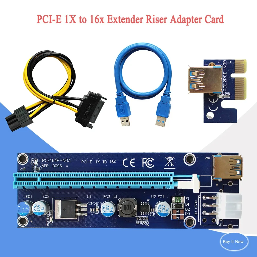 Мини удлинитель PCI E к Express 1x до 16x переходник внешняя видеокарта адаптер 6