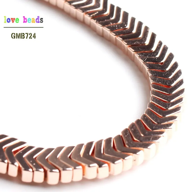 rose gold 6,5 мм натуральный V образный розовый Золотой Серебряный гематитовый камень бусины для самостоятельного изготовления ювелирных изделий браслет 1" нить 200 шт - Цвет: rose gold