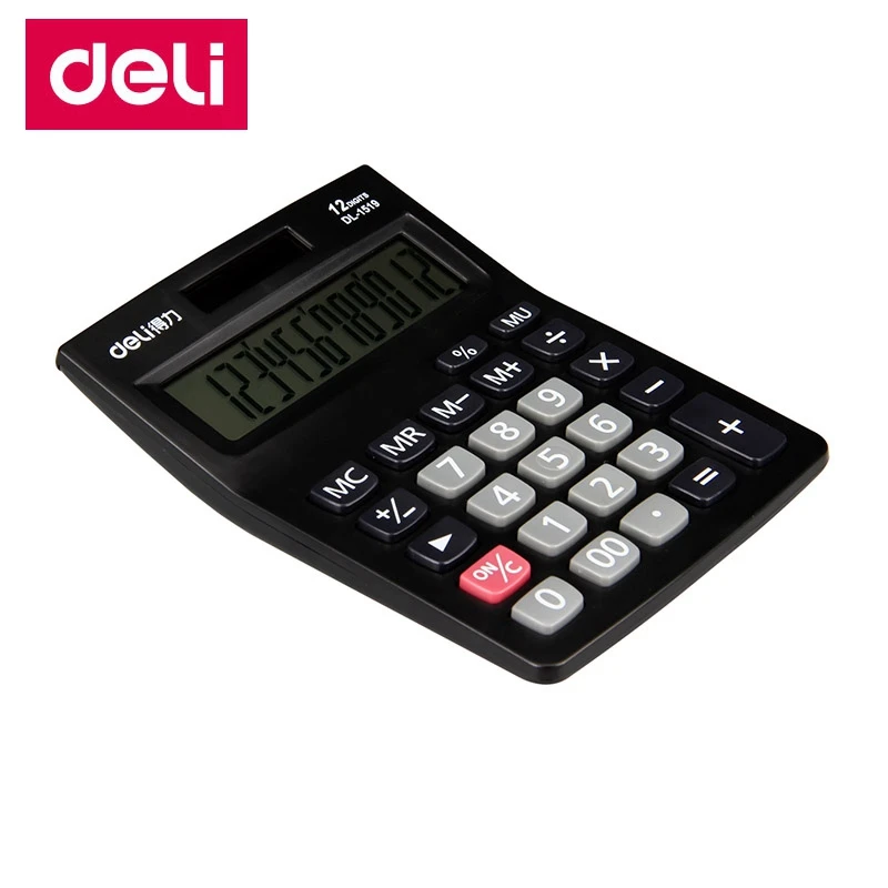 Deli 1519 офисный электронный калькулятор 12 цифр двойной питания включая батарею AAA