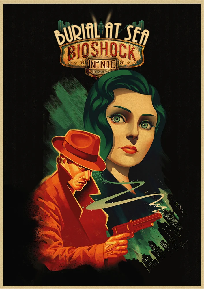 BioShock Retro poster Home Furnishing decoration Kraft Game Poster Drawing Painting Wall stickers