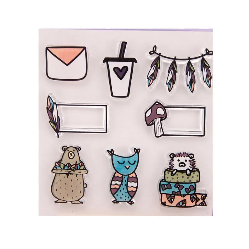 4-Mail Owl Happy Ribbon прозрачные силиконовые штампы DIY тиснение для скрапбукинга карты искусство кенгуру колесо стрелка зимний цилиндр зонтик - Цвет: 4-Mail Owl