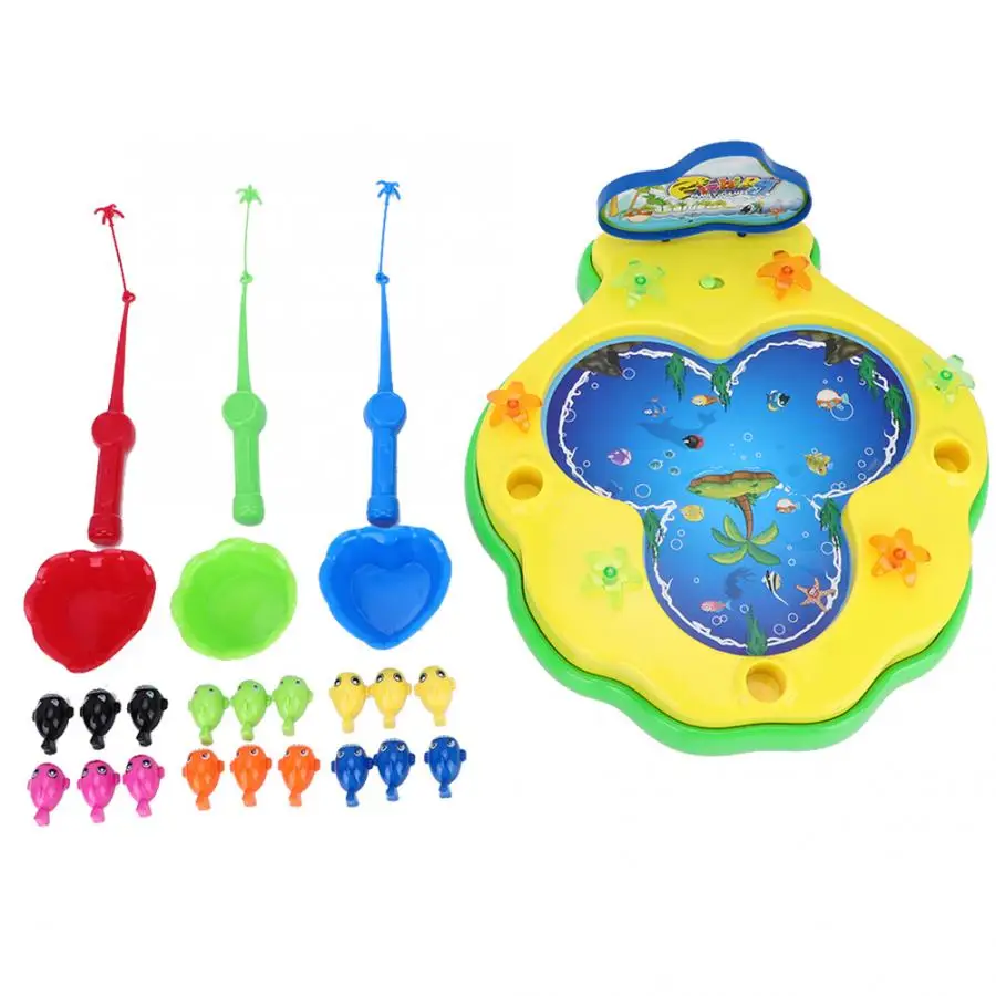 Электрическая вращающаяся игрушечная Рыбалка набор с музыкой и светом