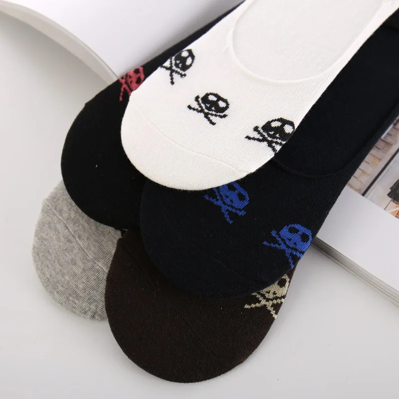 5 пар/упак. Для мужчин Летняя мода череп Дизайн носки силиконовые